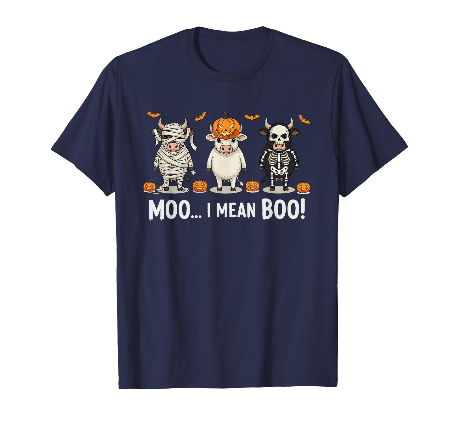 Skeleton Cow Moo Boo Halloween Costume Spooky Lover Funny T-Shirt