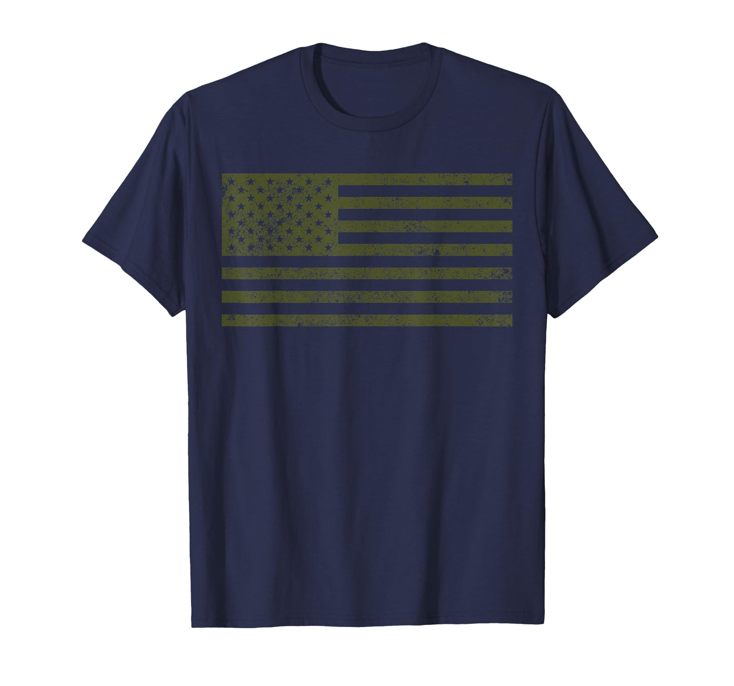 USA American Flag Olive Drab Color Distressed Look T-Shirt T-Shirt