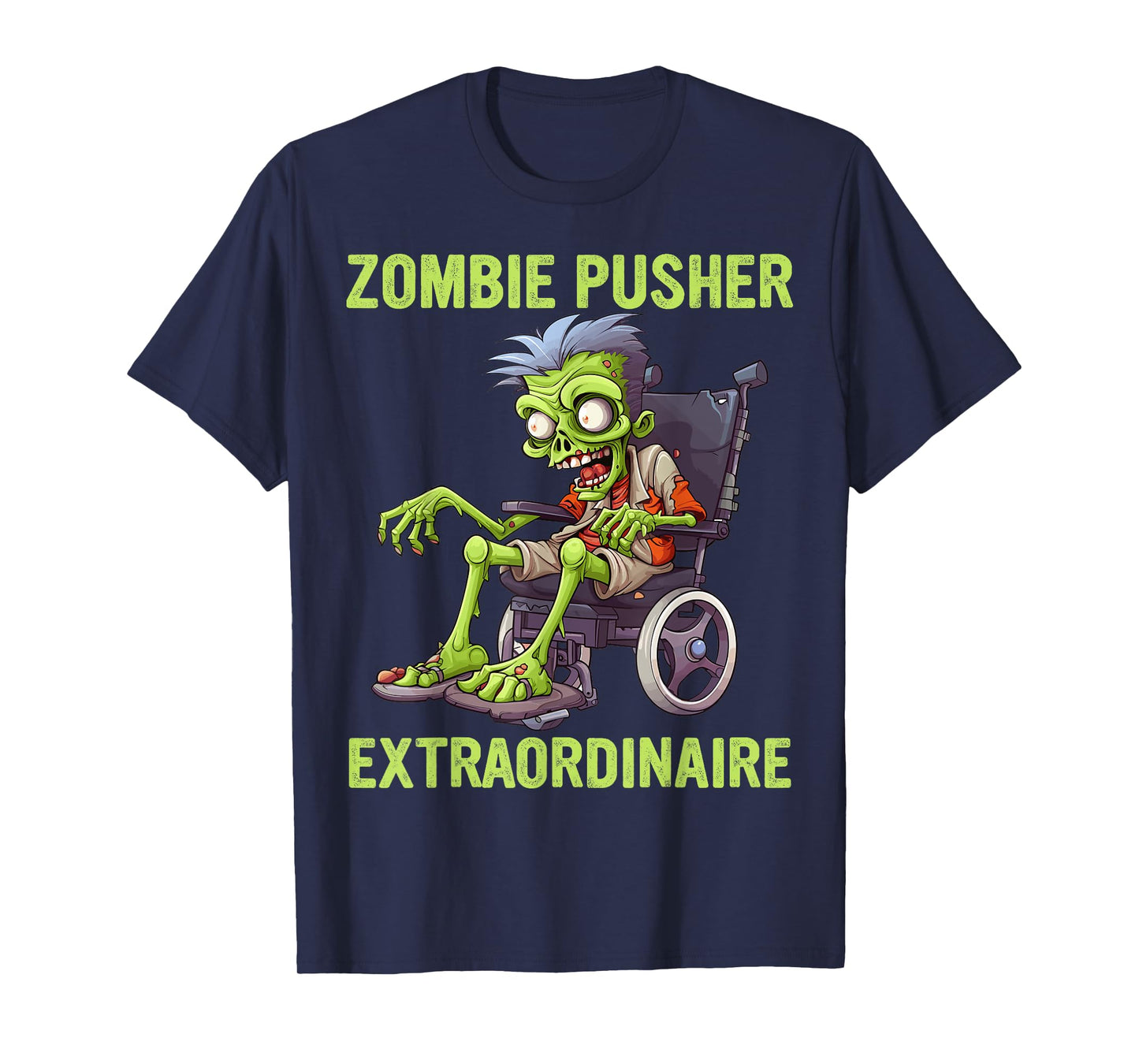 Wheelchair Costume Zombie Pusher Halloween Handicap Joke T-Shirt