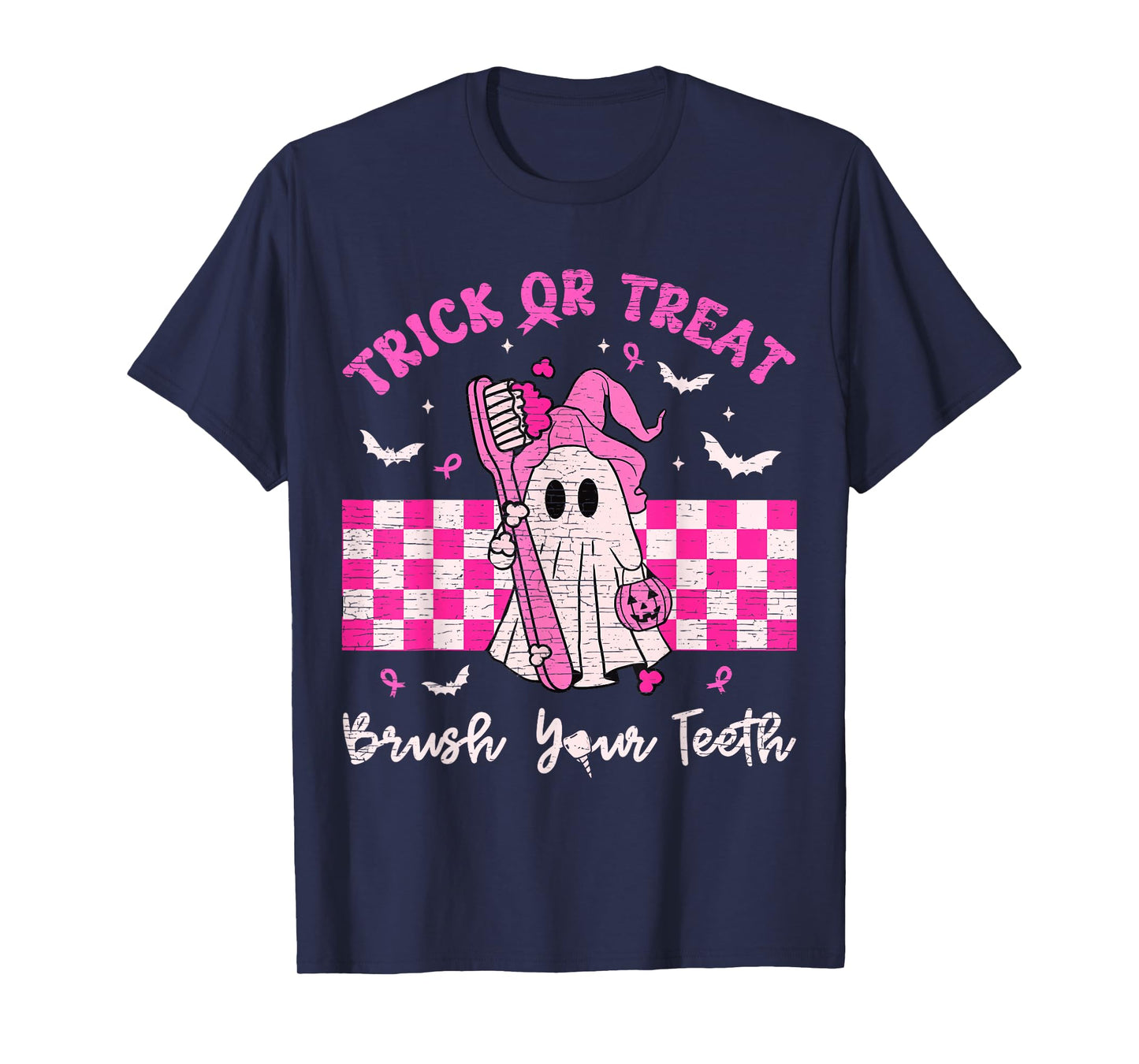 Wear A Pink Trick Or Treat Brush Your Teeth Dental Halloween T-Shirt