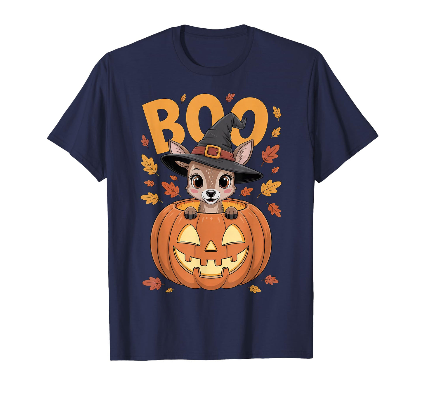 Deer Costume on Pumpkin Halloween Deer T-Shirt
