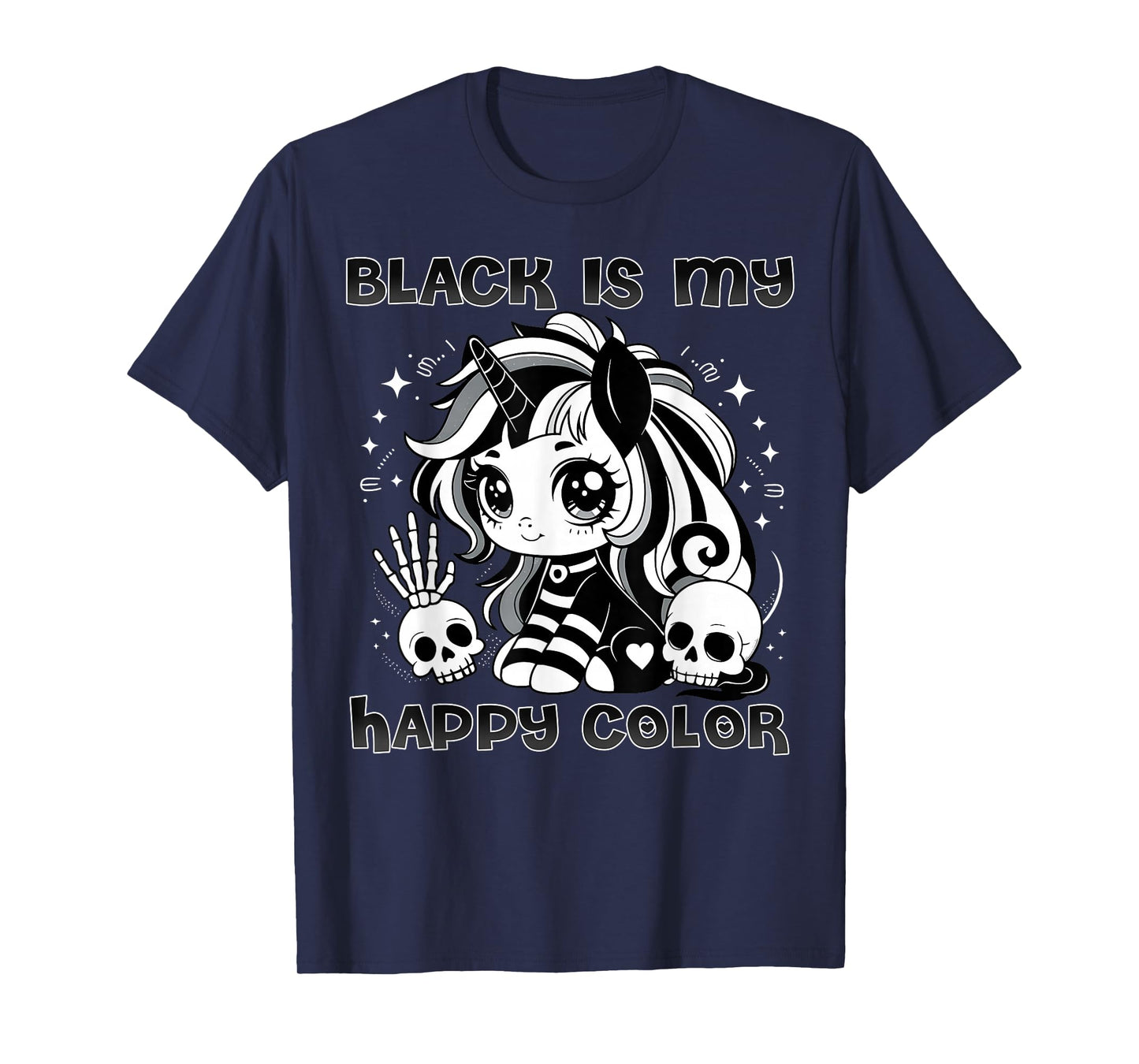 Goth Girl Black is My Happy Color Gothic Unicorn Emo Girl T-Shirt