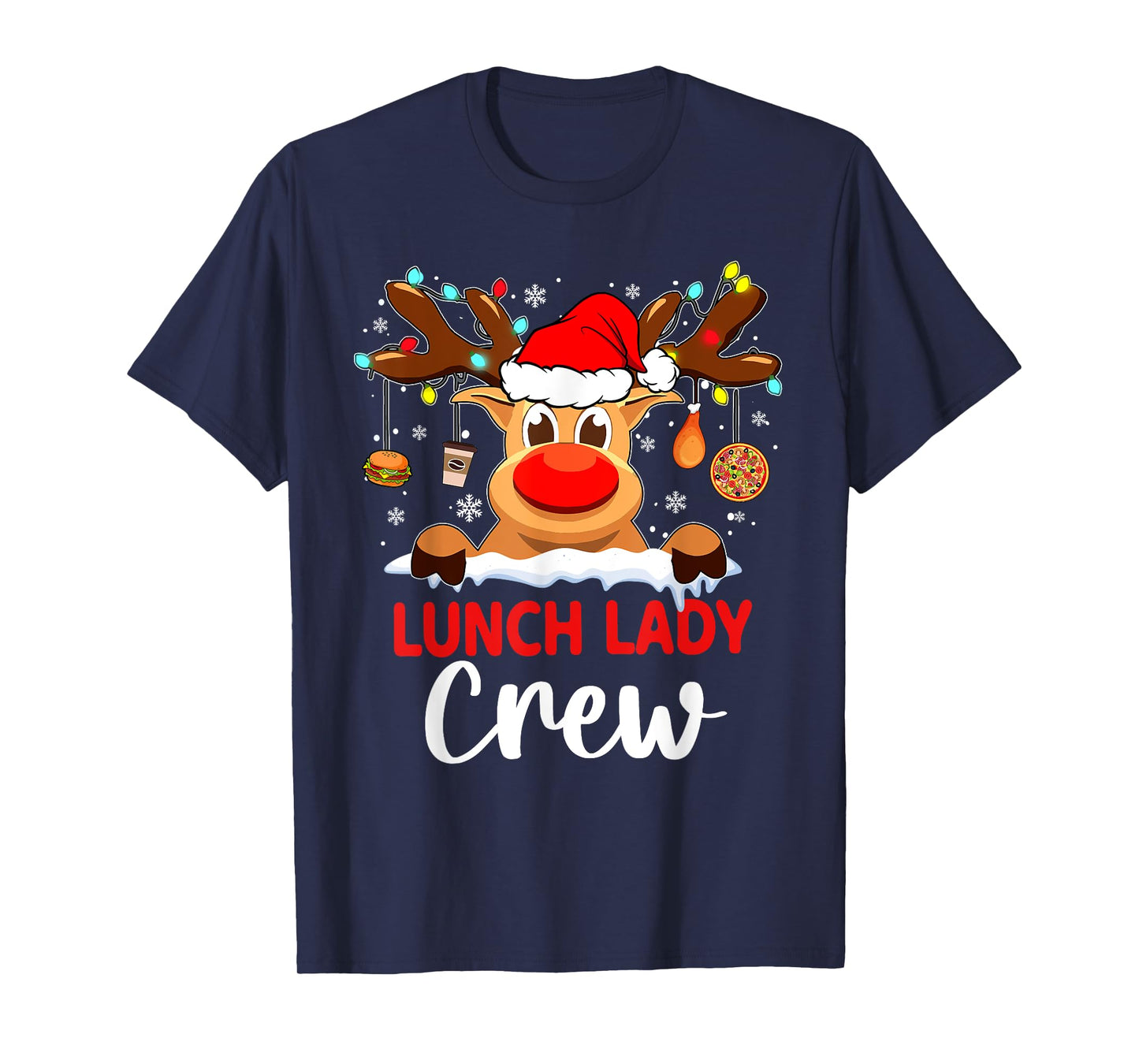 Funny Lunch Lady Reindeer Plaid Christmas Teacher T-Shirt