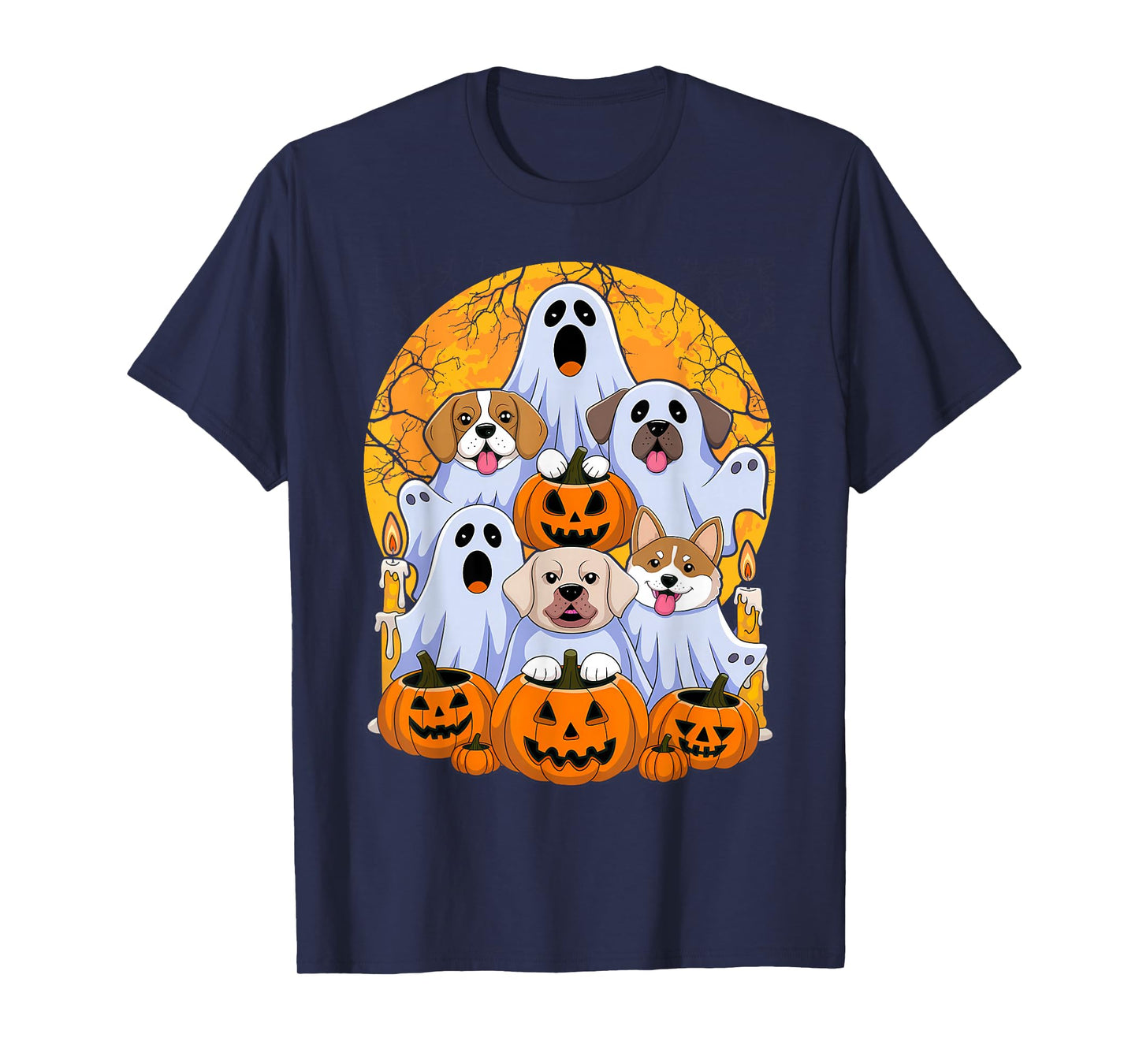 Dog Ghost Cute Dog Dressed As Ghost Funny Halloween Dog T-Shirt