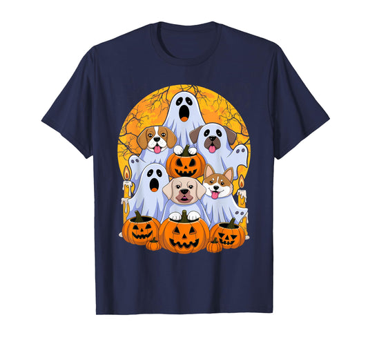 Dog Ghost Cute Dog Dressed As Ghost Funny Halloween Dog T-Shirt
