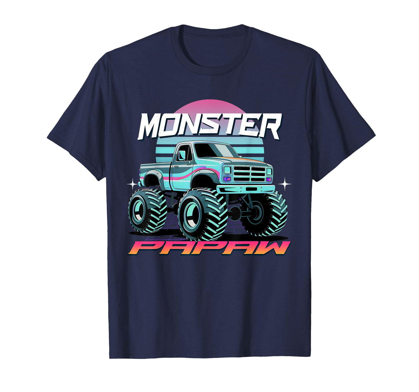 Monster Truck Papaw Aesthetic Monster Truck 80's Retrowave T-Shirt