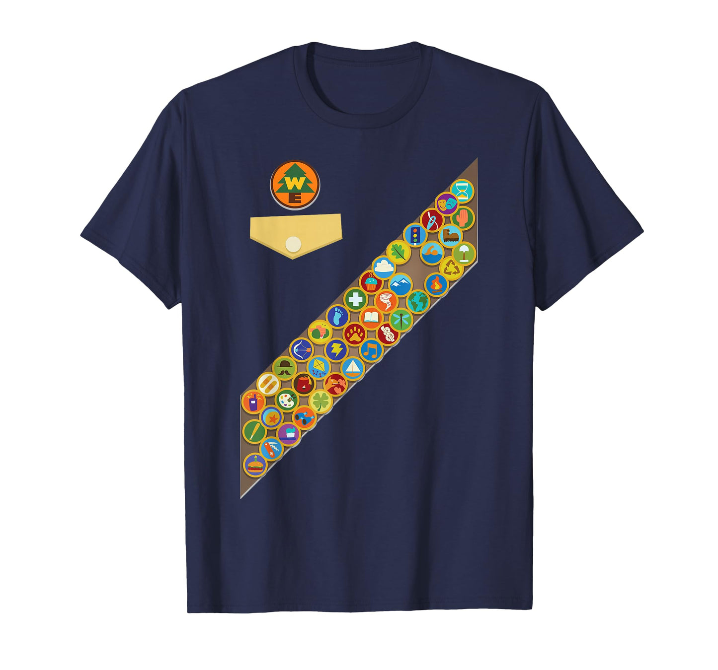 Disney Pixar Up Russell Badges Chest Patch Halloween T-Shirt Small