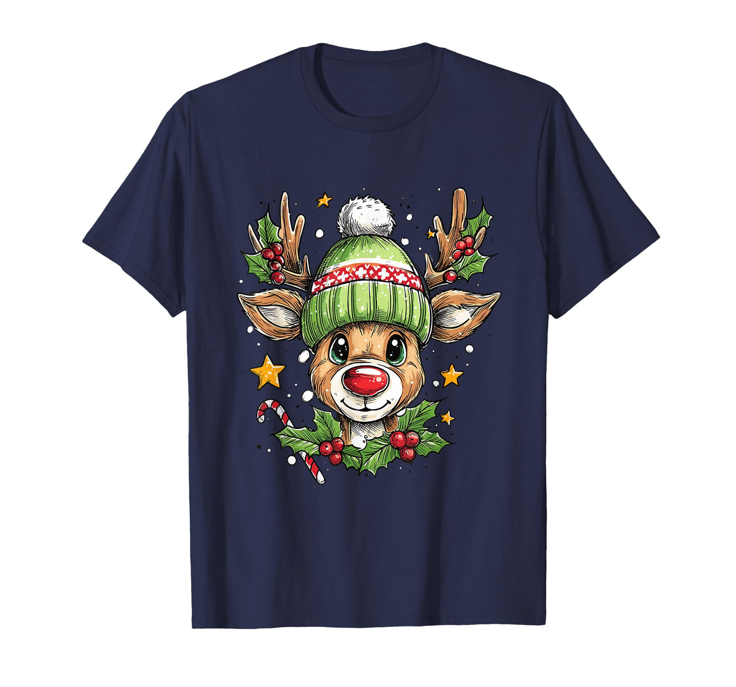 Dude Reindeer Christmas Lights Cozy Reindeer Boy Xmas Outfit T-Shirt