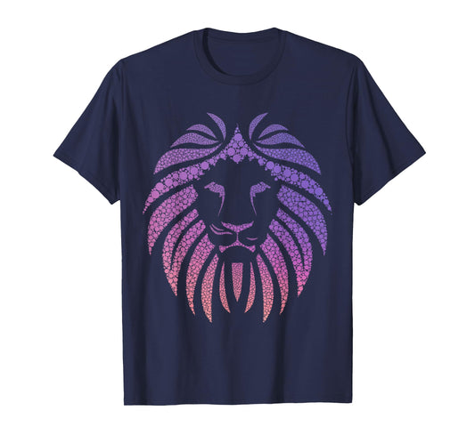Lion Face Head Mane Gradient Pink and Purple Cat T-Shirt