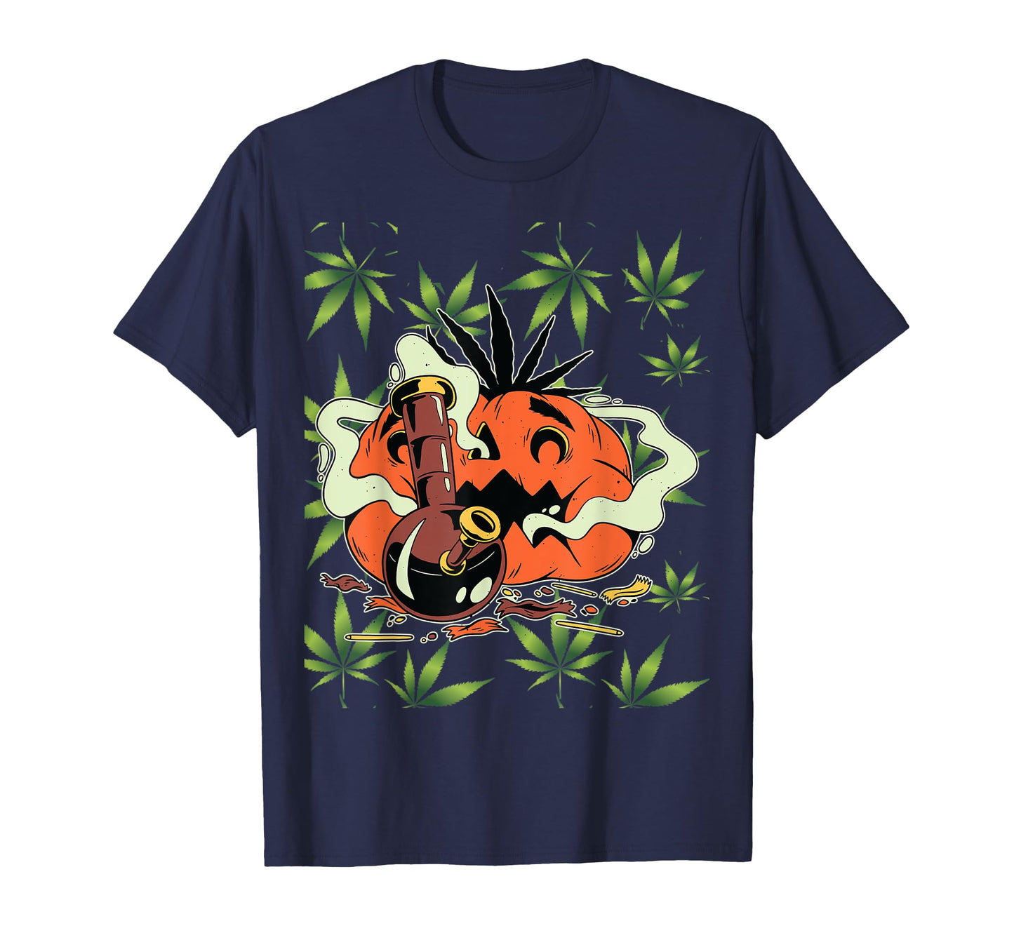 Mens Halloween Marijuana Costumes Accessories Pumpkin Bong T-Shirt