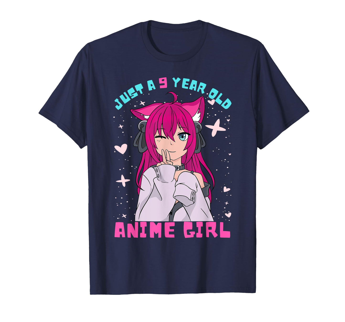Anime Girl 9 Year Old Birthday Girl Kawaii 9th Birthday T-Shirt
