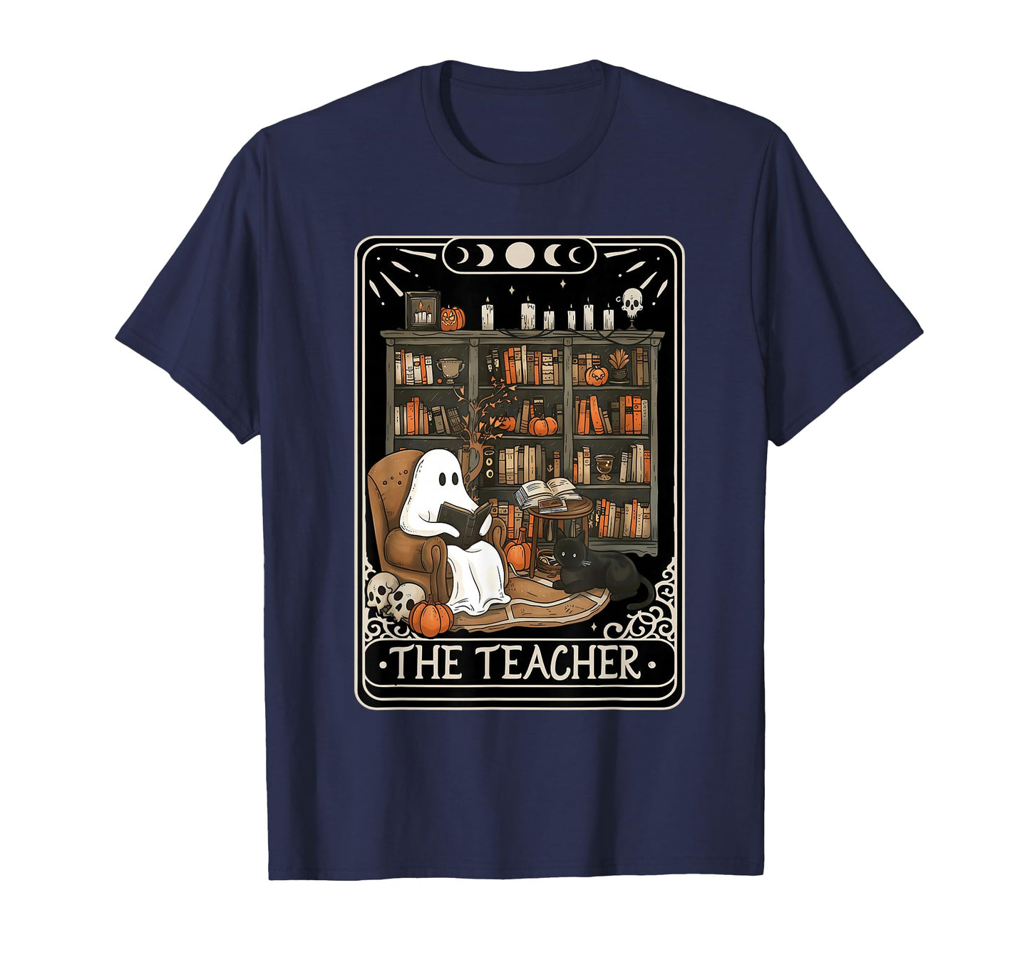 The Teacher Funny Ghost Book Reading Books Lover Halloween T-Shirt