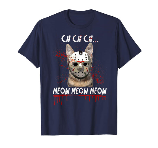 Ch Ch Ch Meow Meow Scary Friday Costume Halloween Cat T-Shirt