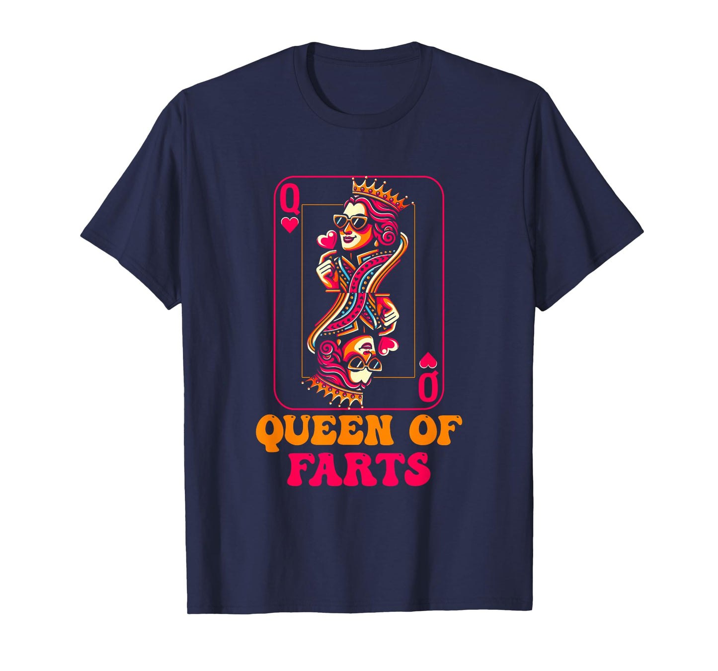 Queen of Farts Playing Card Parody with Crowned Lady Retro T-Shirt
