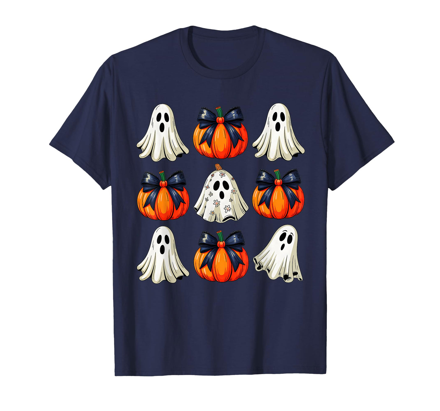 Halloween Coquette Bow Pumpkin Ghost Spooky Boo Women Girls T-Shirt