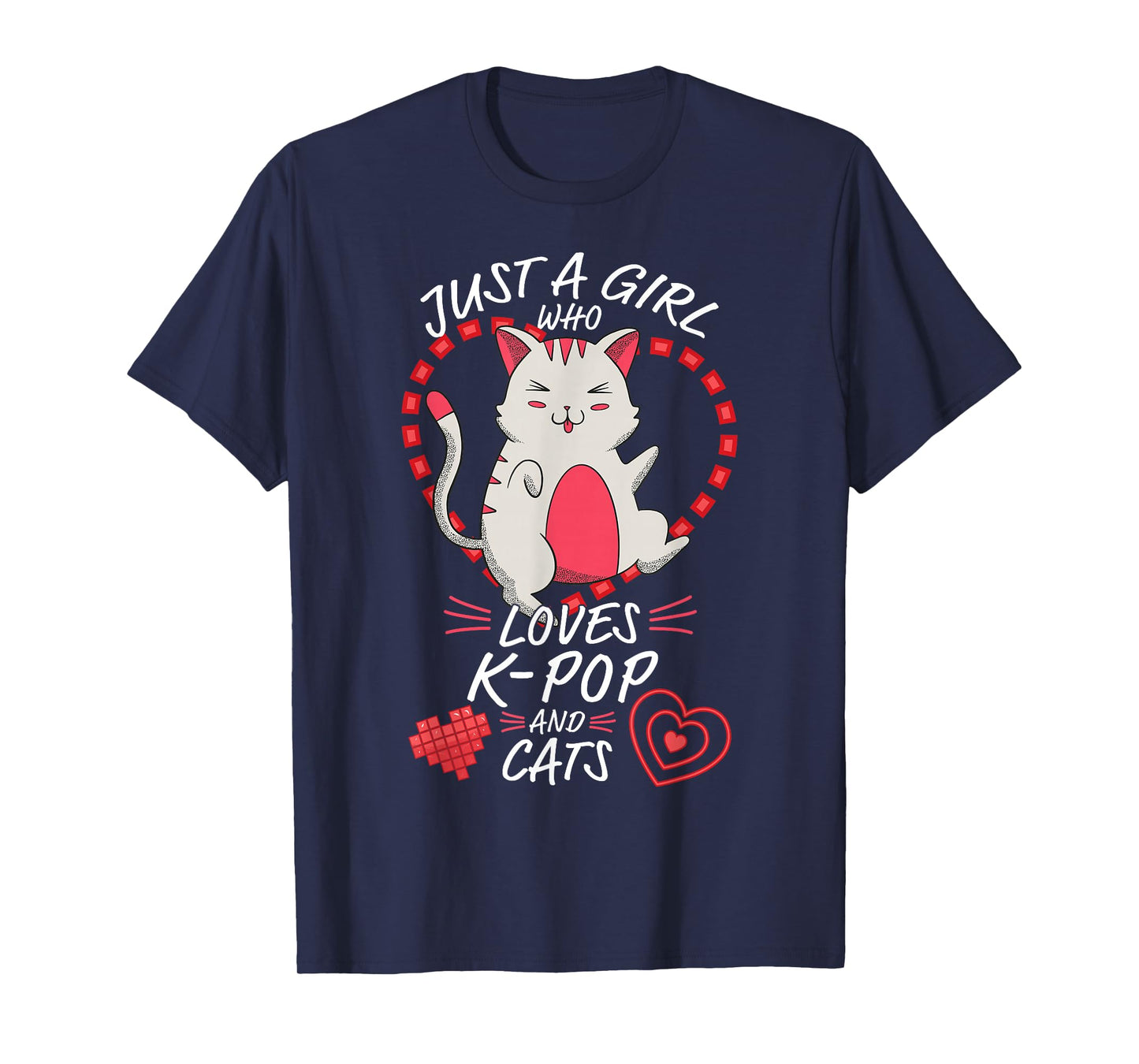 Just A Girl Who Loves K-Pop and Cats - Cute Anime Kawaii Cat T-Shirt