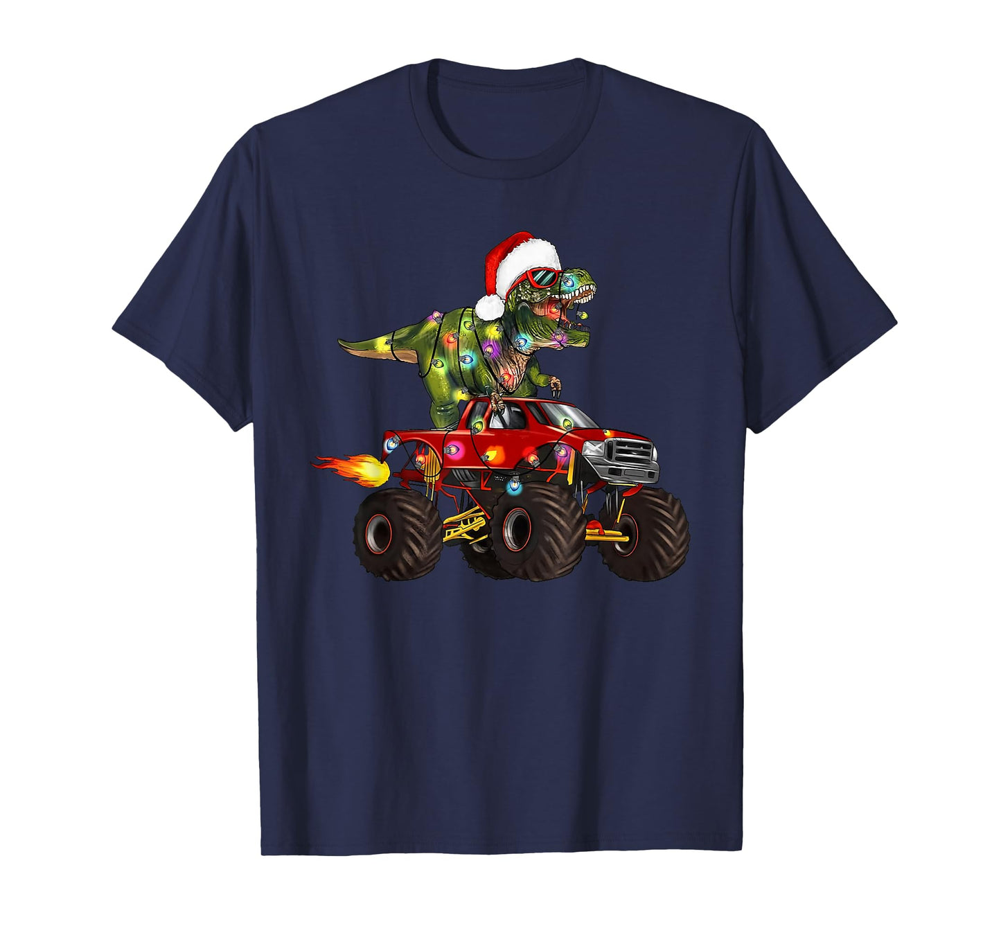 T-Rex Dinosaur Christmas Monster Truck for Kids Boys Xmas T-Shirt