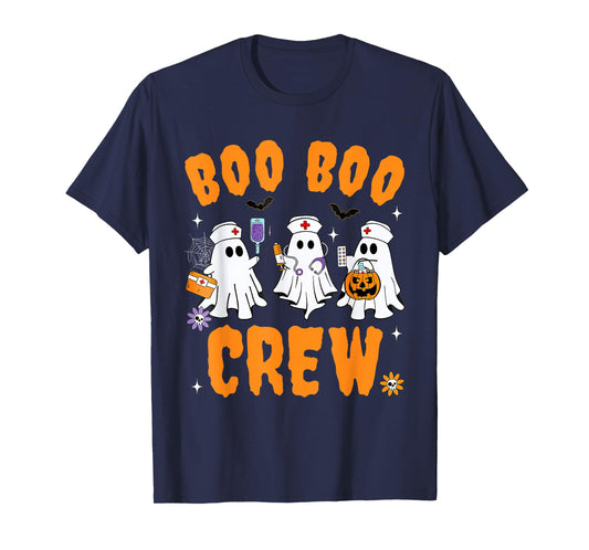 Boo Boo Crew Nurse Ghost Scrub Top Nursing Halloween Costume T-Shirt