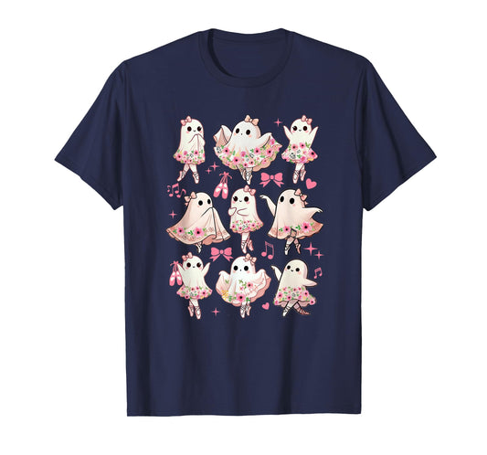 Ballet Ghost Ballet Dancer Spooky Dance Halloween Teacher T-Shirt