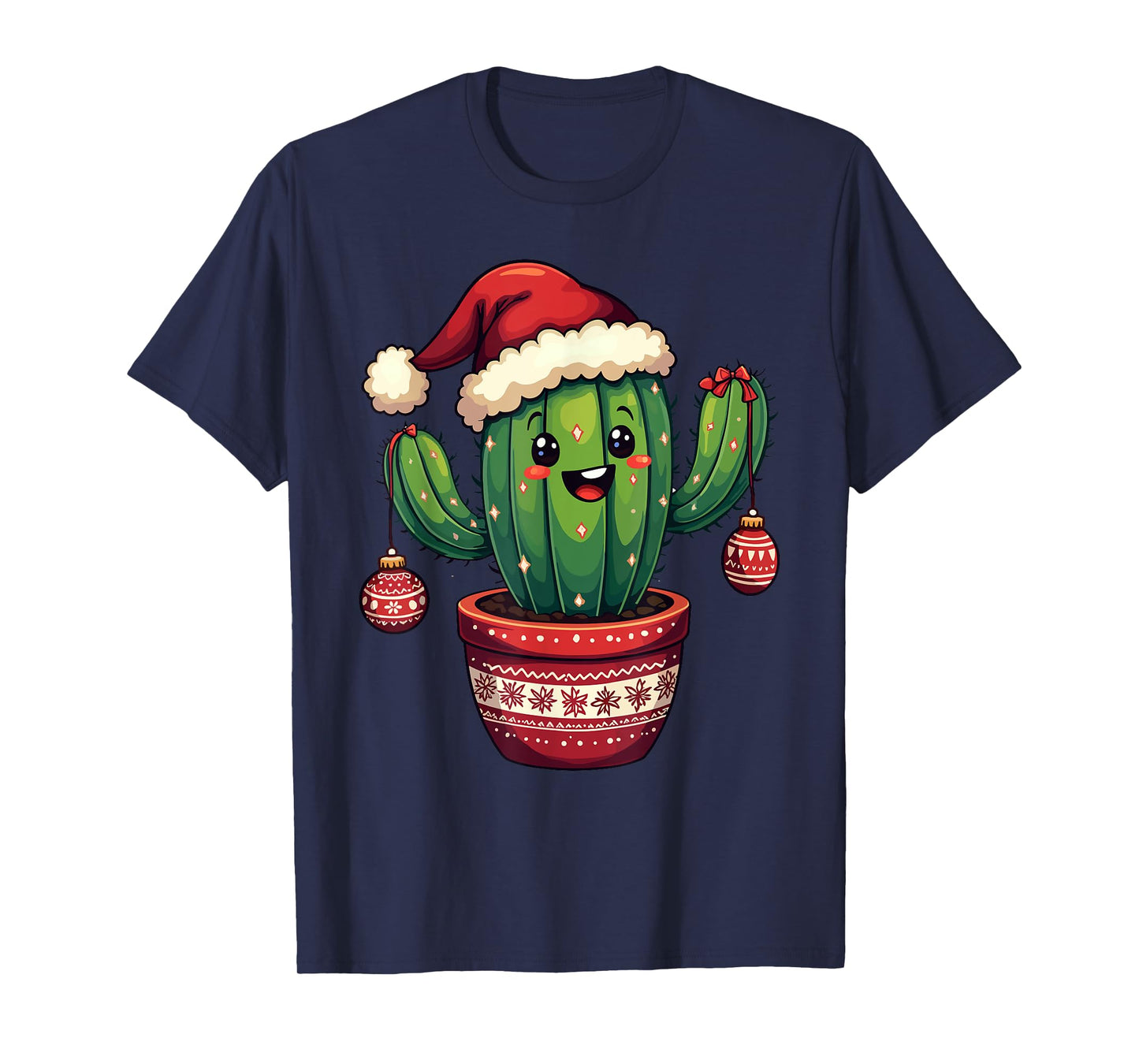 Cactus Santa Hat Funny Christmas Xmas Men Women Kids T-Shirt