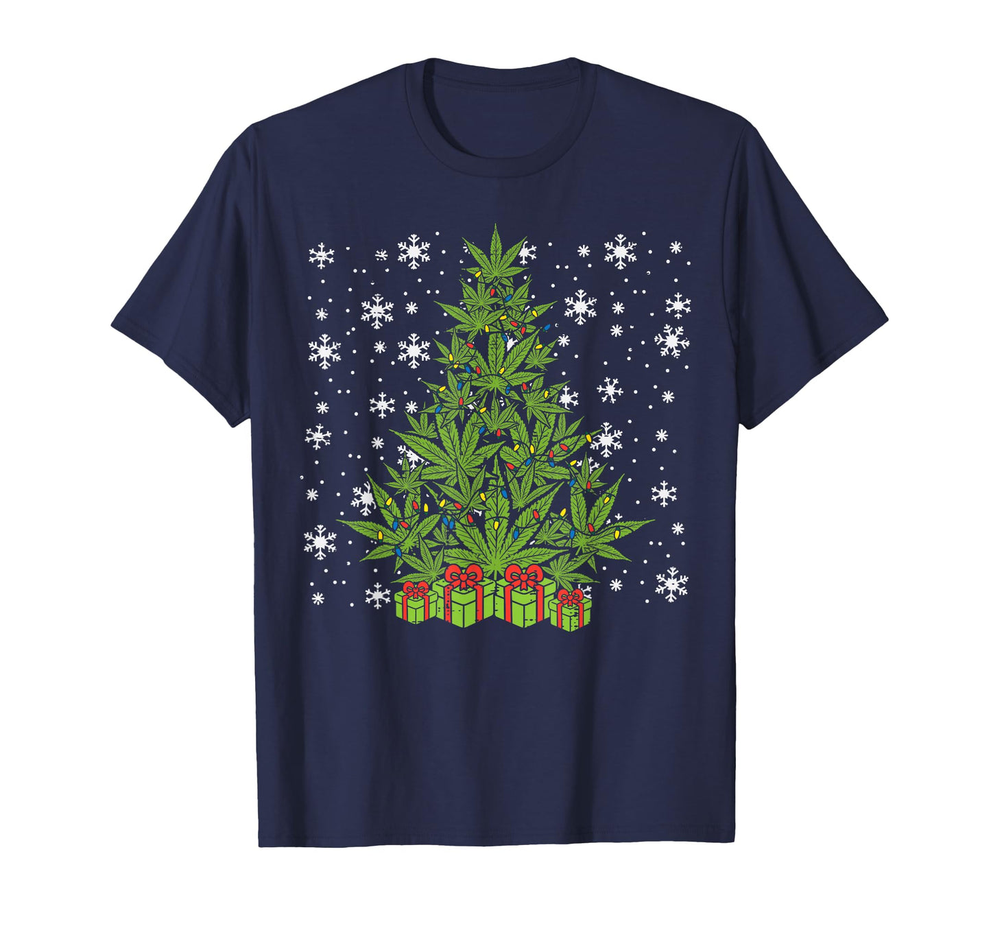 Weed Christmas Tree Funny Xmas Cannabis 420 Pot Men Women T-Shirt