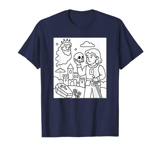 Coloring Book Hamlet Ghost Yorick Castle Shakespeare Play T-Shirt