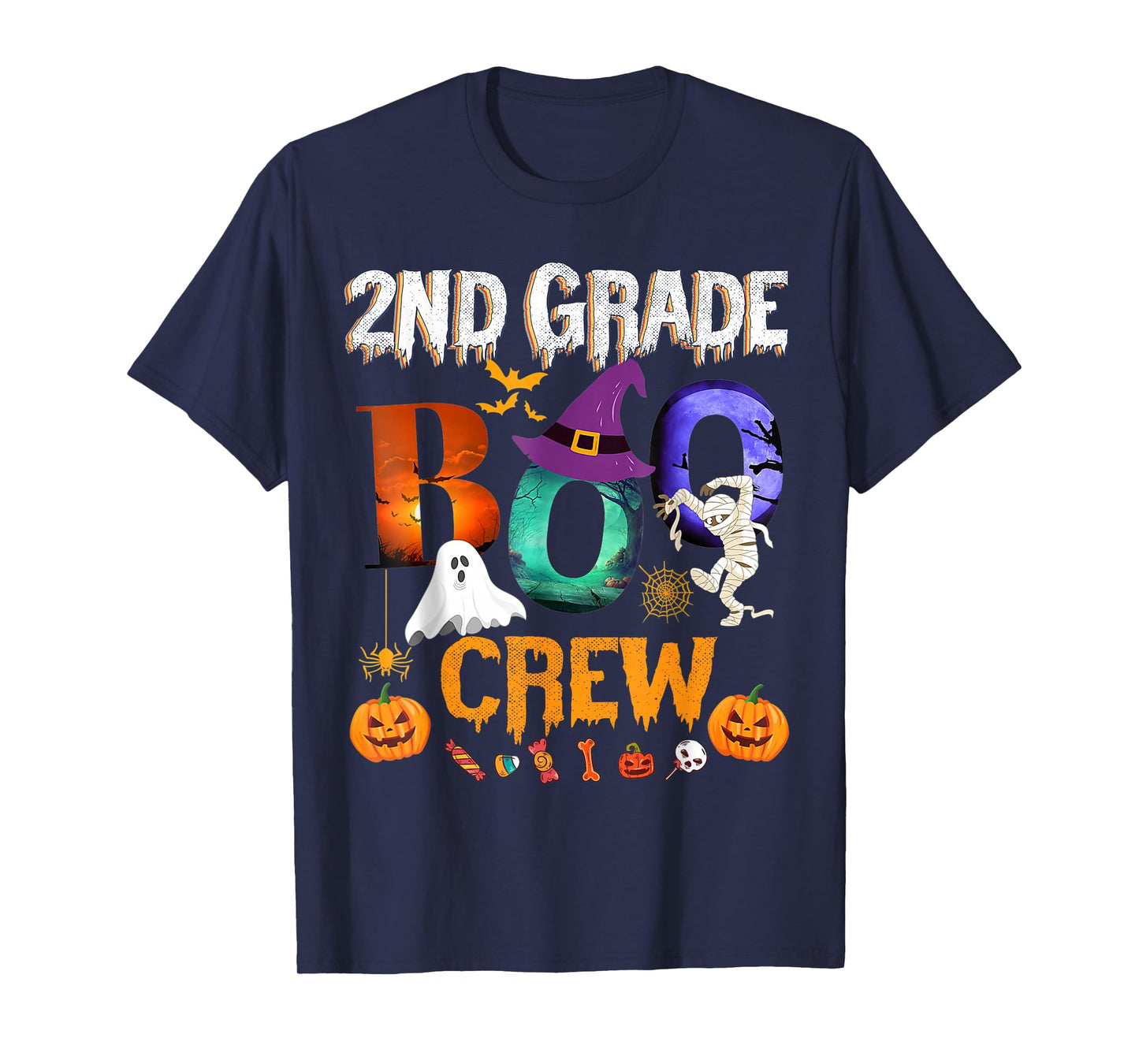 2nd Grade Boo Crew Teacher Student Funny Halloween Costume T-Shirt