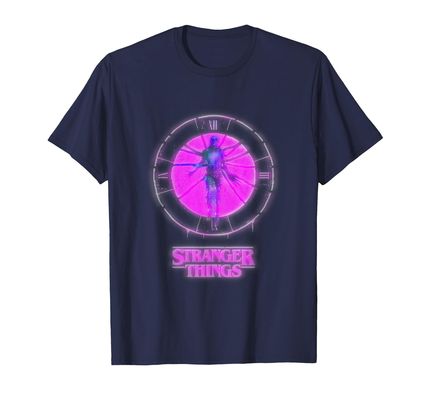 Stranger Things Season 5 Vecna Retro Neon Pink Clock Shot T-Shirt