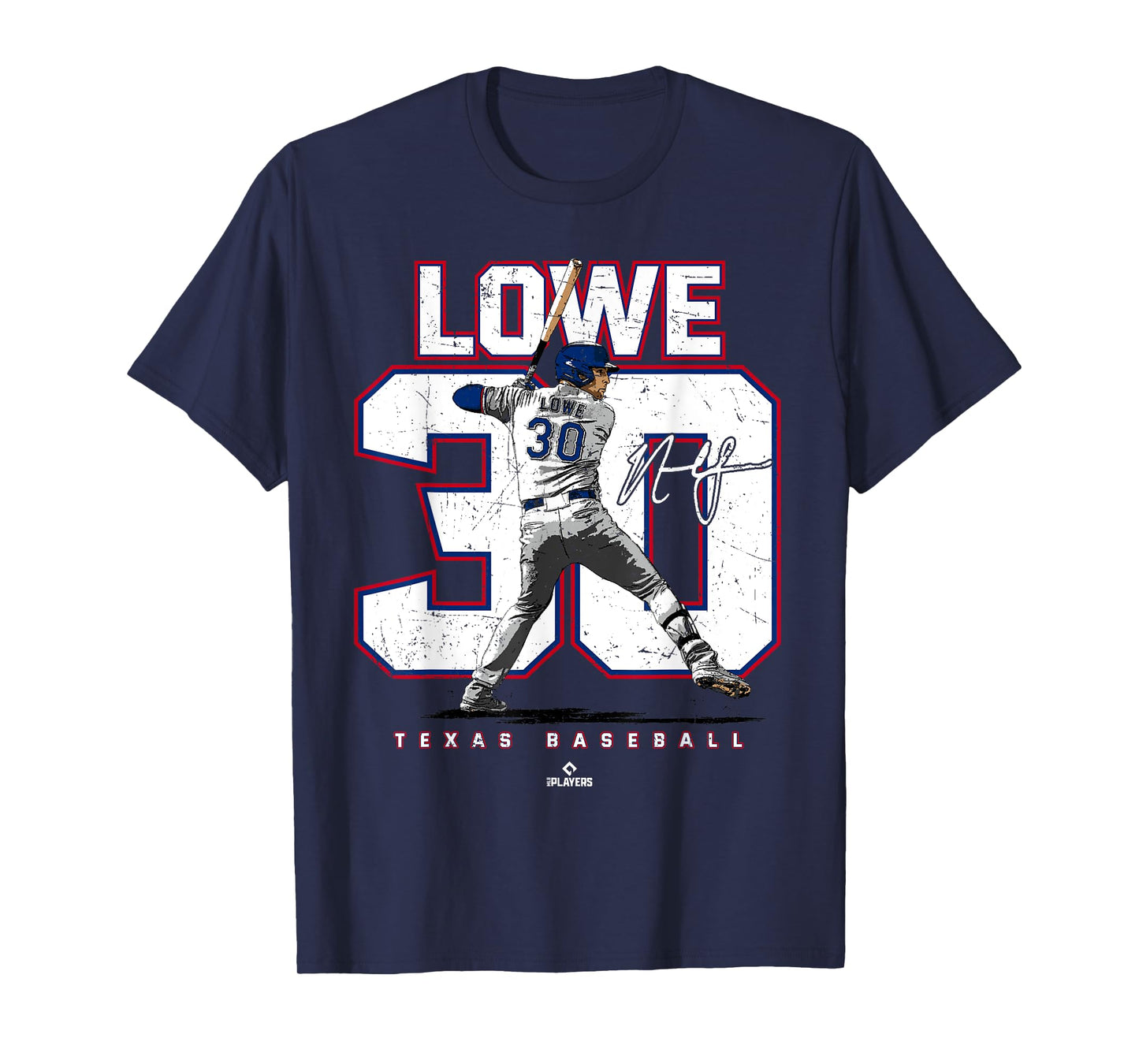 Number and Portrait Nathaniel Lowe Texas MLBPA T-Shirt