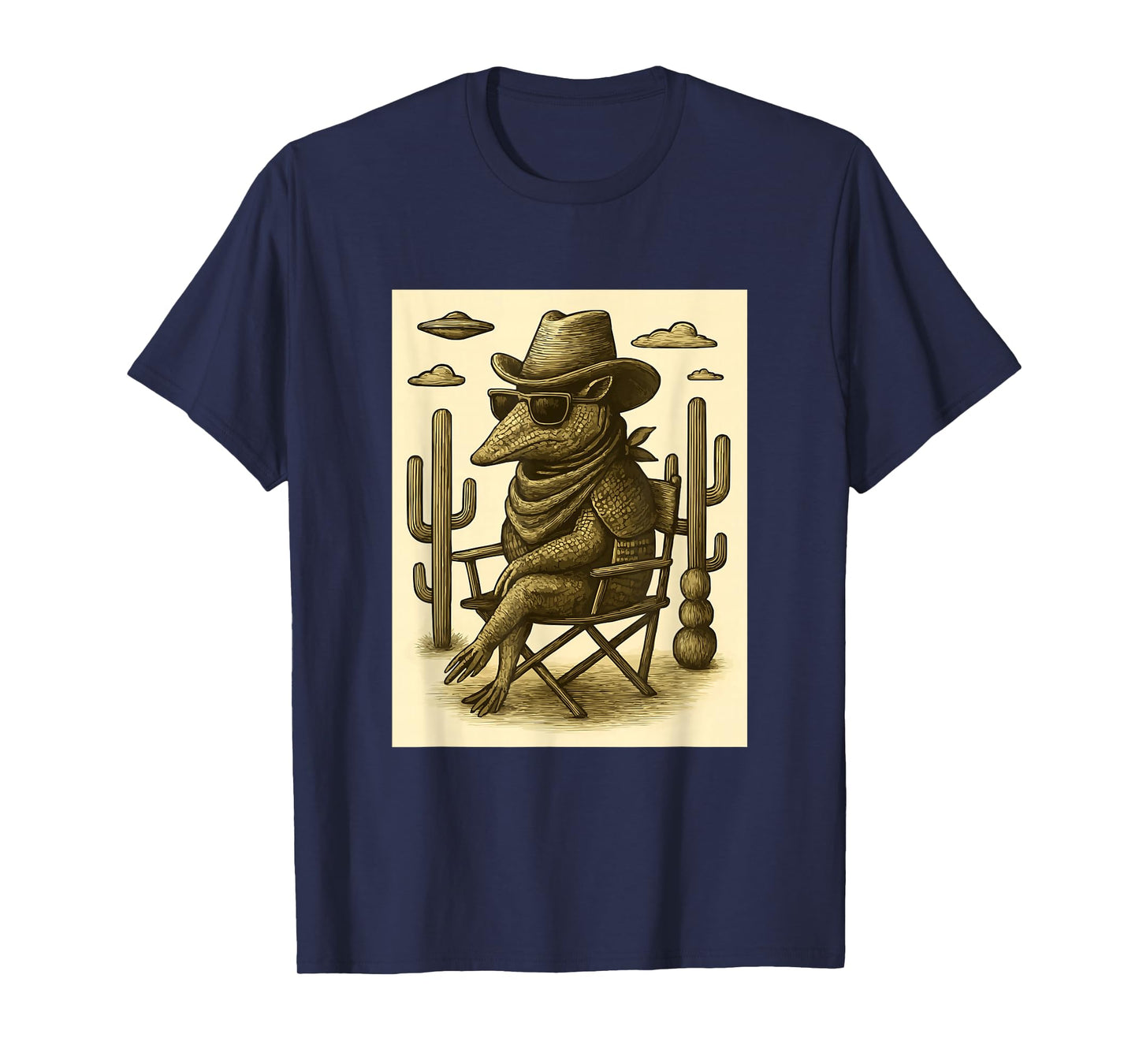 Vintage Cowboy Armadillo Sunglasses Animal Alien UFO Western T-Shirt
