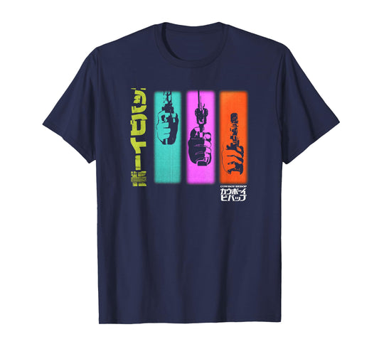 Cowboy Bebop Hand Gun Colorful Panels T-Shirt