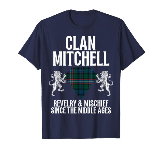 Mitchell Clan Scottish Name Coat Of Arms Tartan Family Party T-Shirt