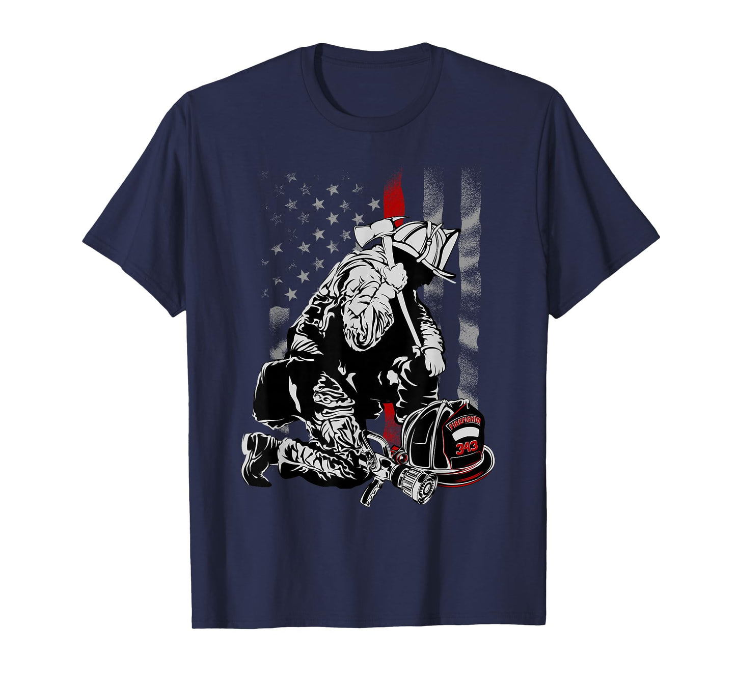 Fireman American Flag Shirt Thin Red Line Firefighter USA T-Shirt