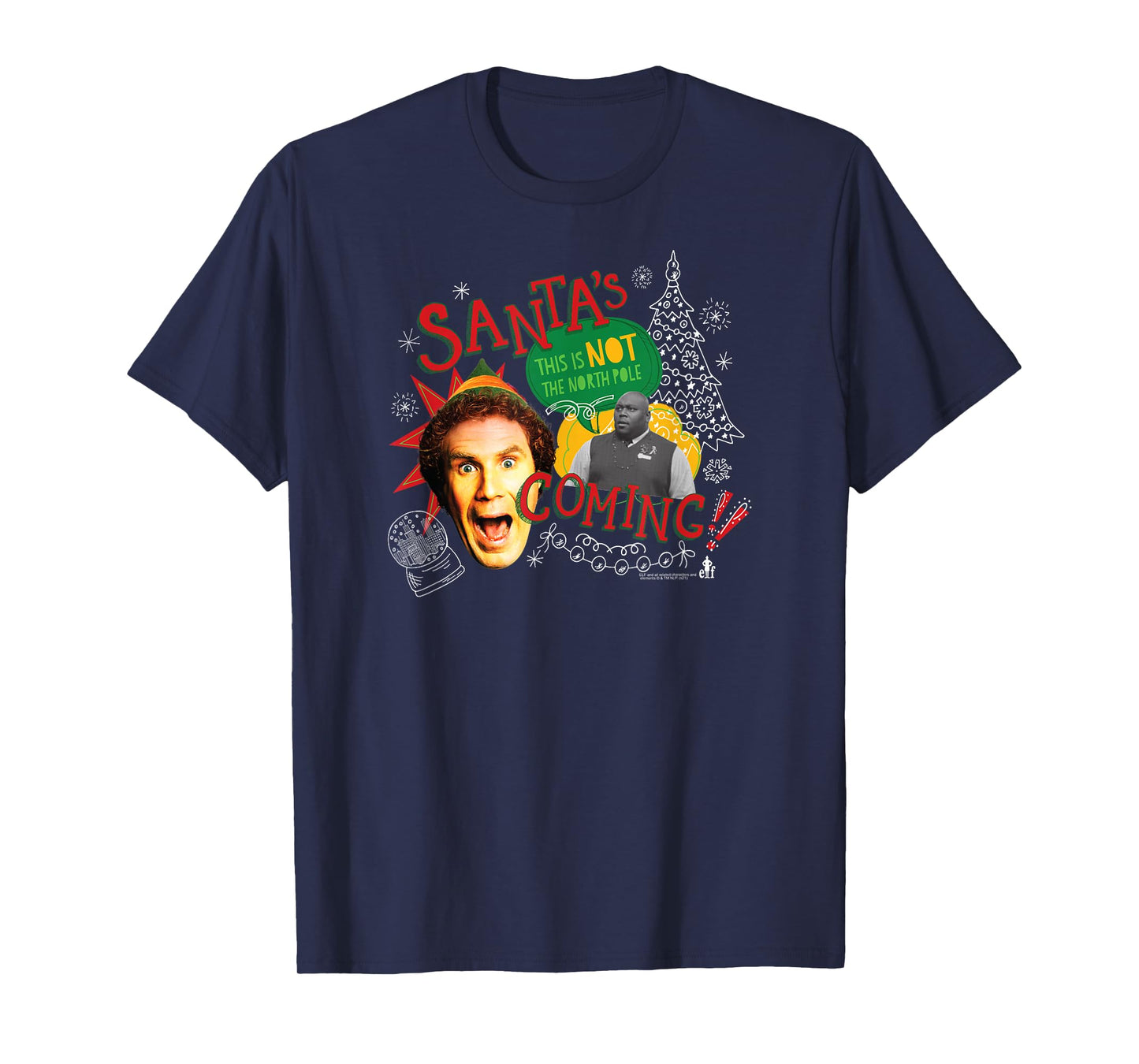 Elf Santa's Coming Buddy Collage Funny Christmas T-Shirt