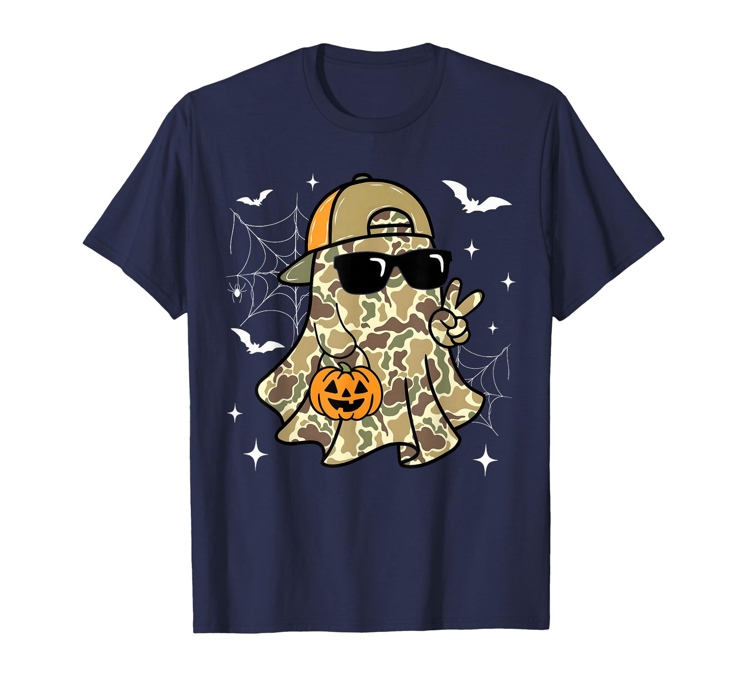 Spooky Dude Camo Ghost Halloween Mens Boys Kid Hunting Lover T-Shirt