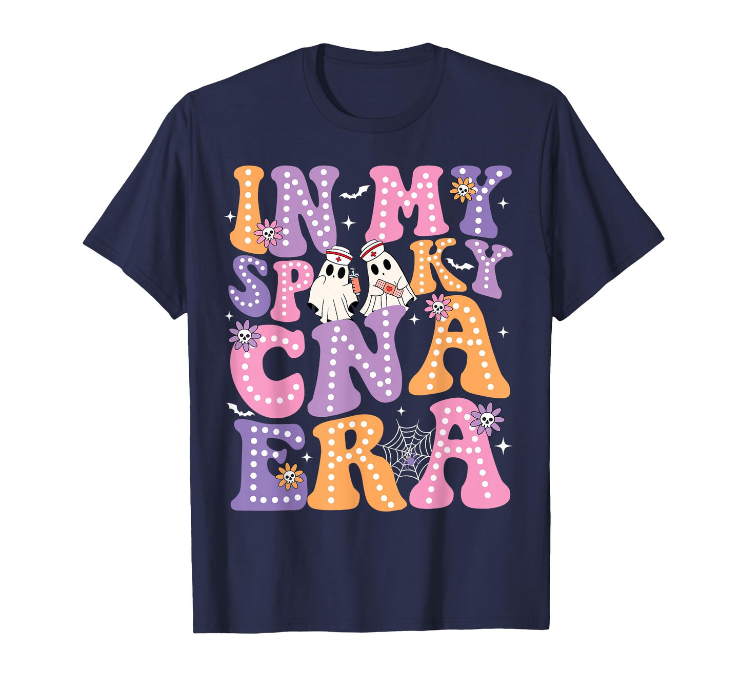 Groovy In My Spooky CNA Era Ghost Nurse Halloween Nursing T-Shirt