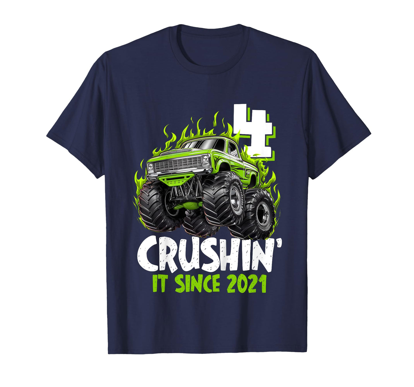 Kids Birthday Monster Truck 4 Year Old Boys 4th Party Born 2021 T-Shirt