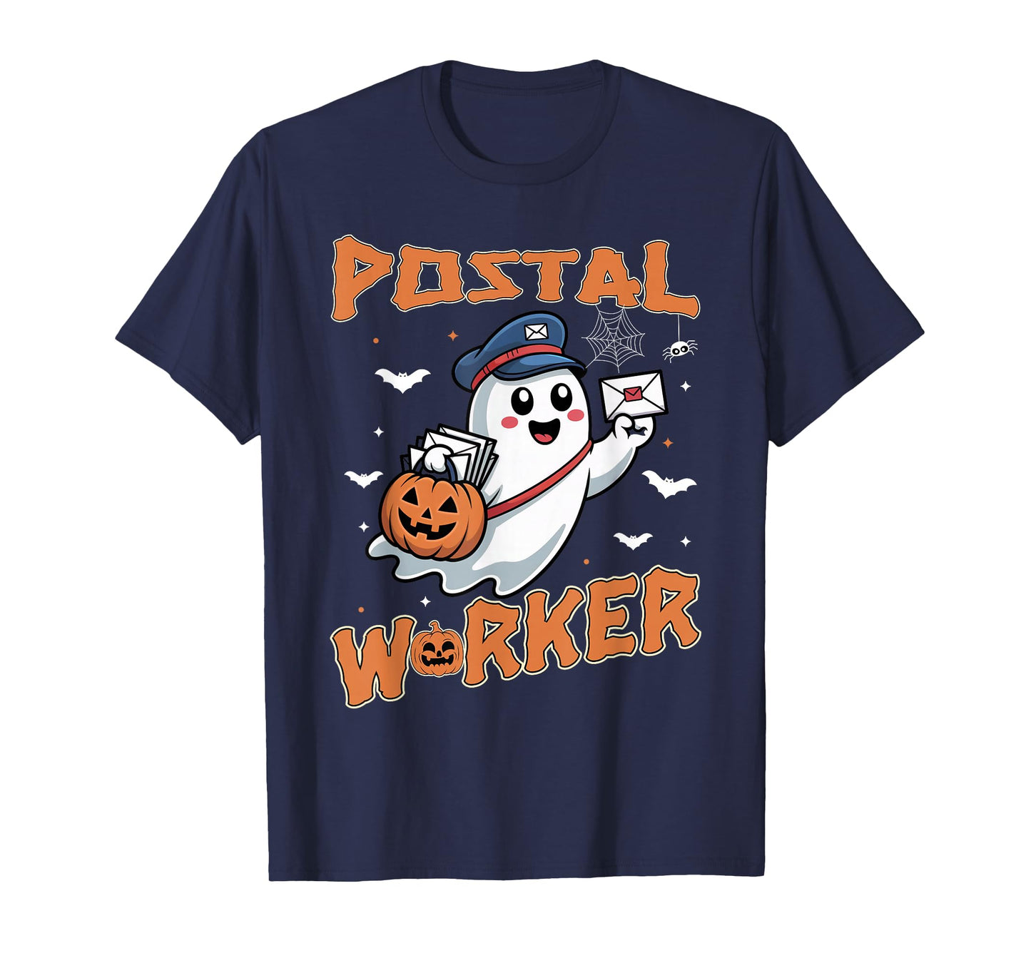 Postal Worker Pumpkin Post Office Staff Ghost Halloween Men T-Shirt