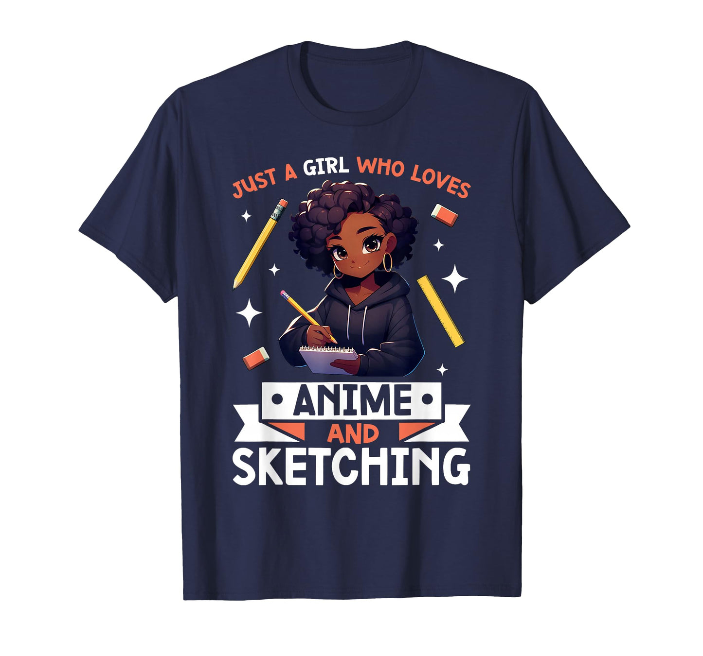 Just A Girl Who Loves Anime And Sketching Afro Anime Merch T-Shirt