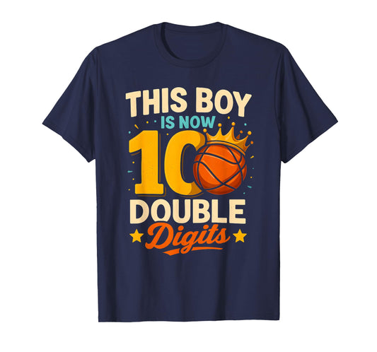 Double Digits Basketball Birthday Boy 10 Year Celebration T-Shirt