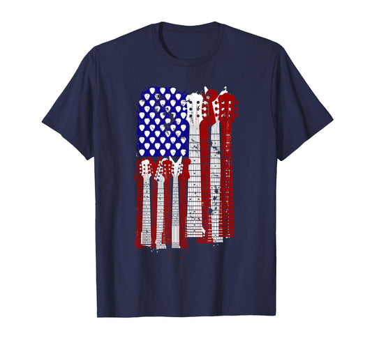 Guitar Plectrum | American Flag Band Gift T-Shirt