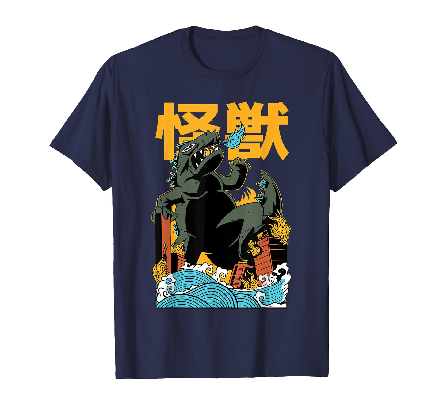 Cool Japanese Monster Attack Dino Kaiju Kanji Anime T-Shirt