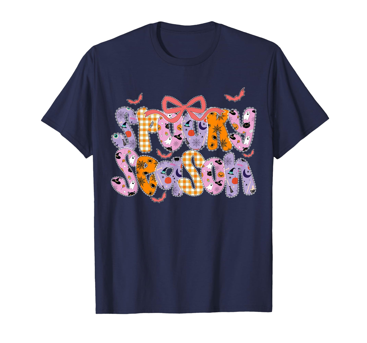 Spooky Season Halloween Coquette Bow Autumn Fall Girls Kids T-Shirt