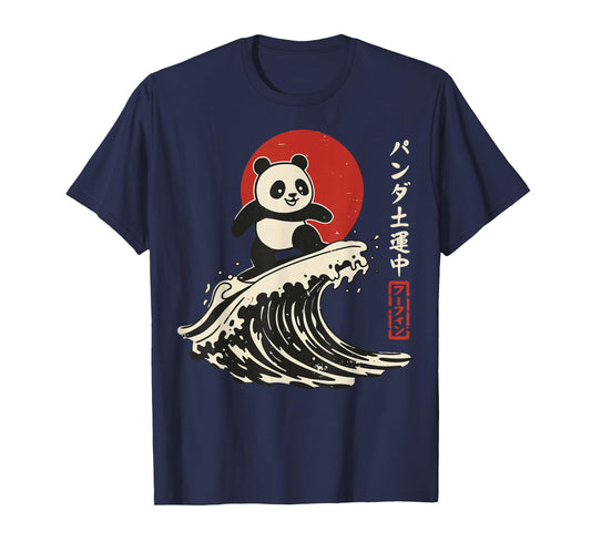 Panda Surfing Japanese Wave Great Wave T-Shirt