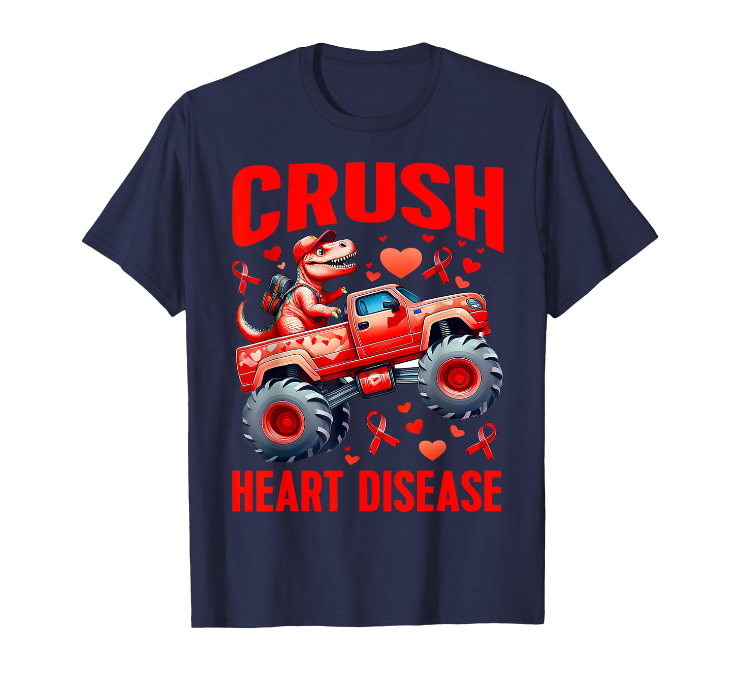 Heart Disease Awareness Month Monster Truck Toddler Boy Kids T-Shirt