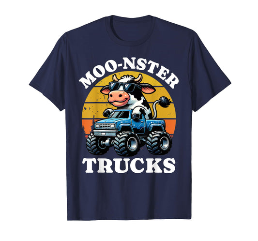 Moo Cow Monster Truck Boys Kids Farm Animals Cute Pun T-Shirt