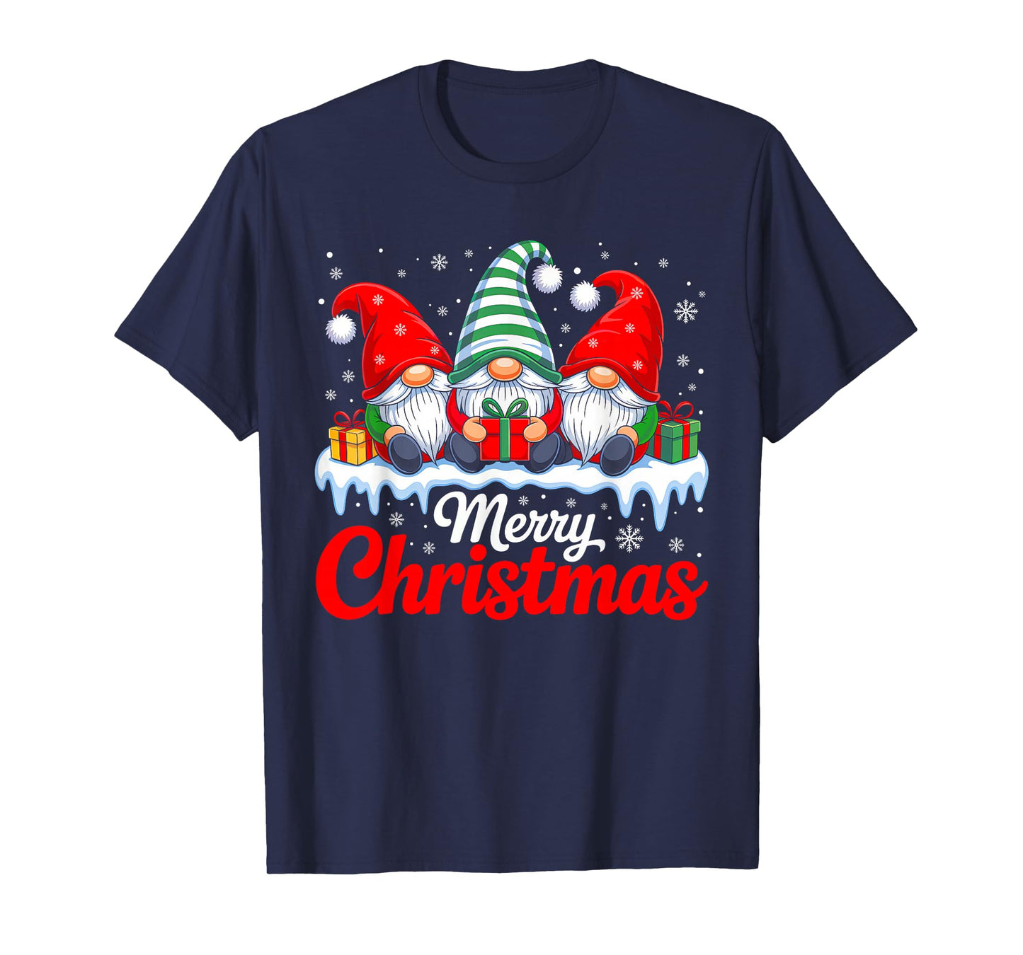 Merry Christmas Gnomes Red Santa Hat Xmas Family Men Women T-Shirt
