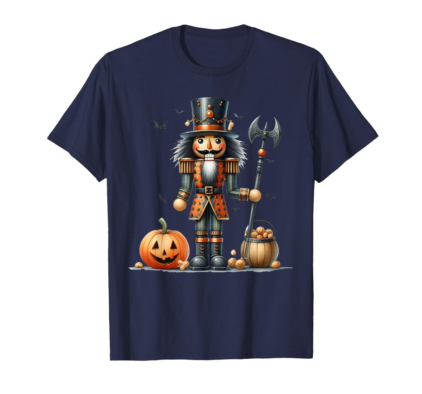 Retro Funny Nutcracker And Pumkins Hallothanksmas Halloween T-Shirt