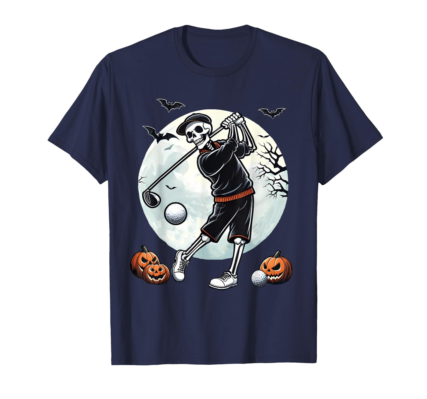 Halloween Skeleton Playing Golf Funny Golfer Boys Kids Men T-Shirt