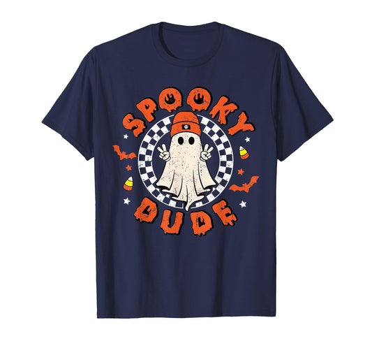 Spooky Dude Funny Ghost Toddler Boys Kids Retro Halloween T-Shirt